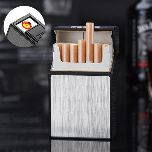 Cigarrera Electrónica para 20 Cigarros con Encendedor Recargable