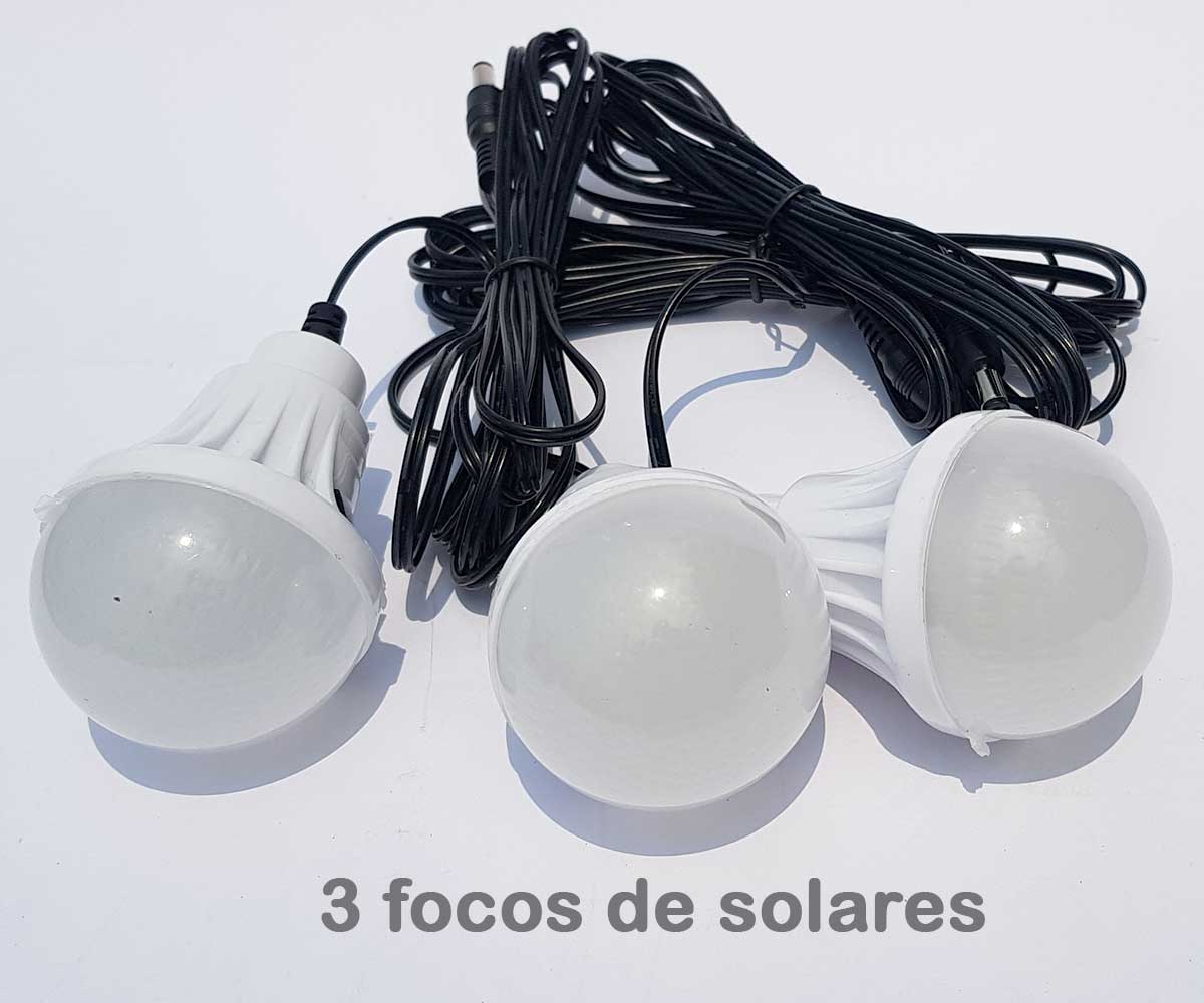 Kit Solar de 1 panel, 3 focos LED, Radio, Batería, Linterna y cables